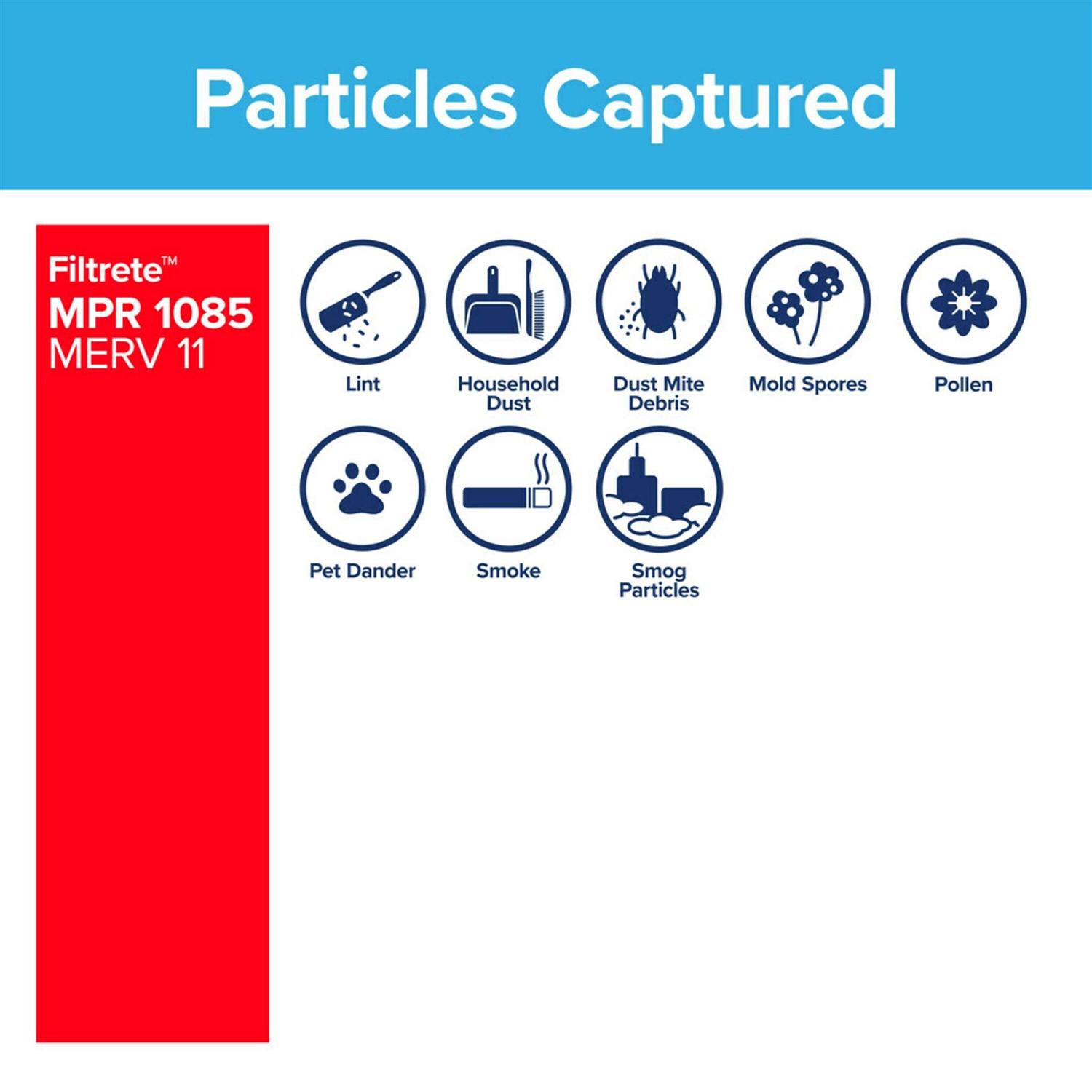Filtrete 20-in x 1-in 1085 MPR Allergen Defense Extra 4-Pack Electrostatic Pleated Air Filter - Image 3