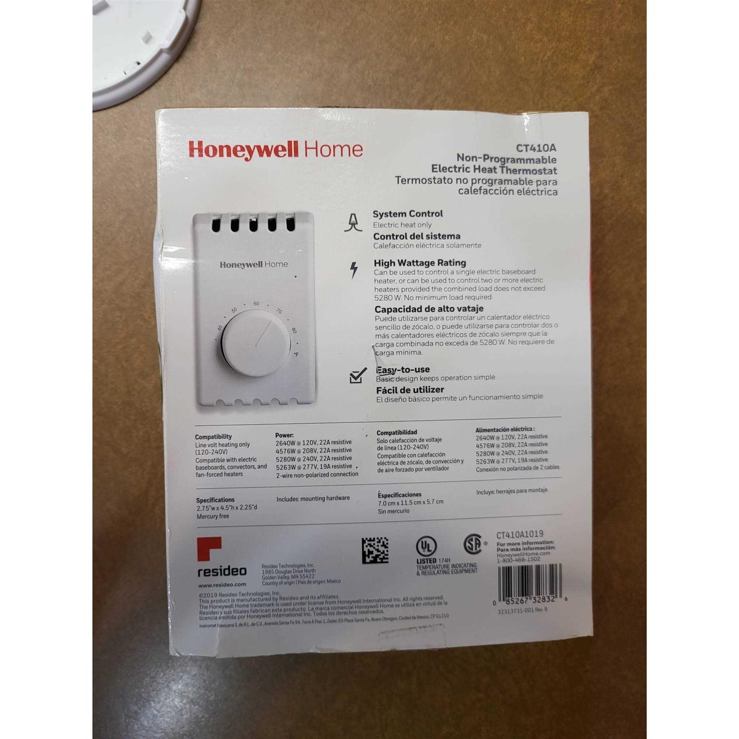 Honeywell Ct410a Mechanical Non-Programmable Electric Heat Thermostat - Image 4