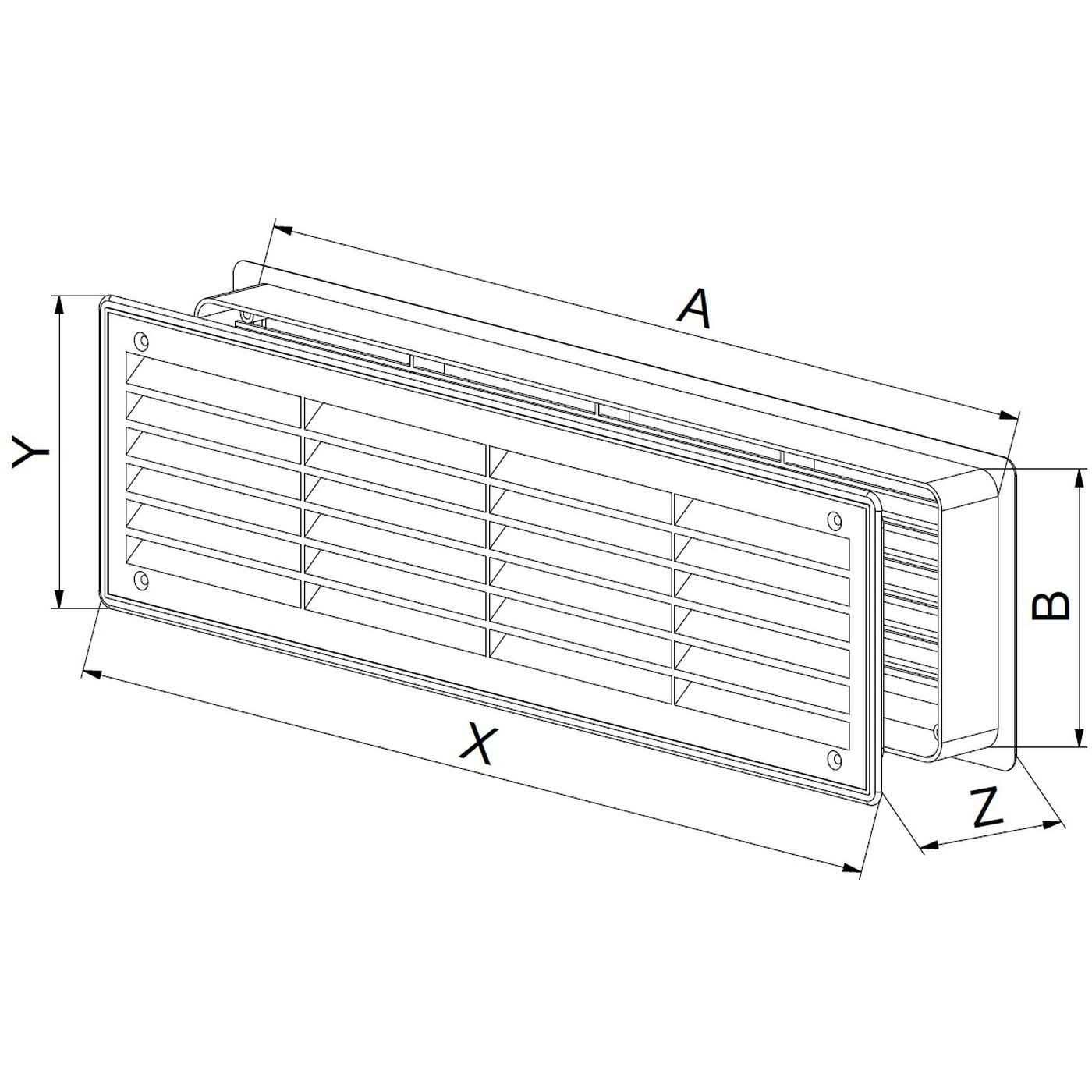 Awenta 440mm x 120mm / 18 x 5'' Inch Two Sided White Door Air Vent Grille - Image 3