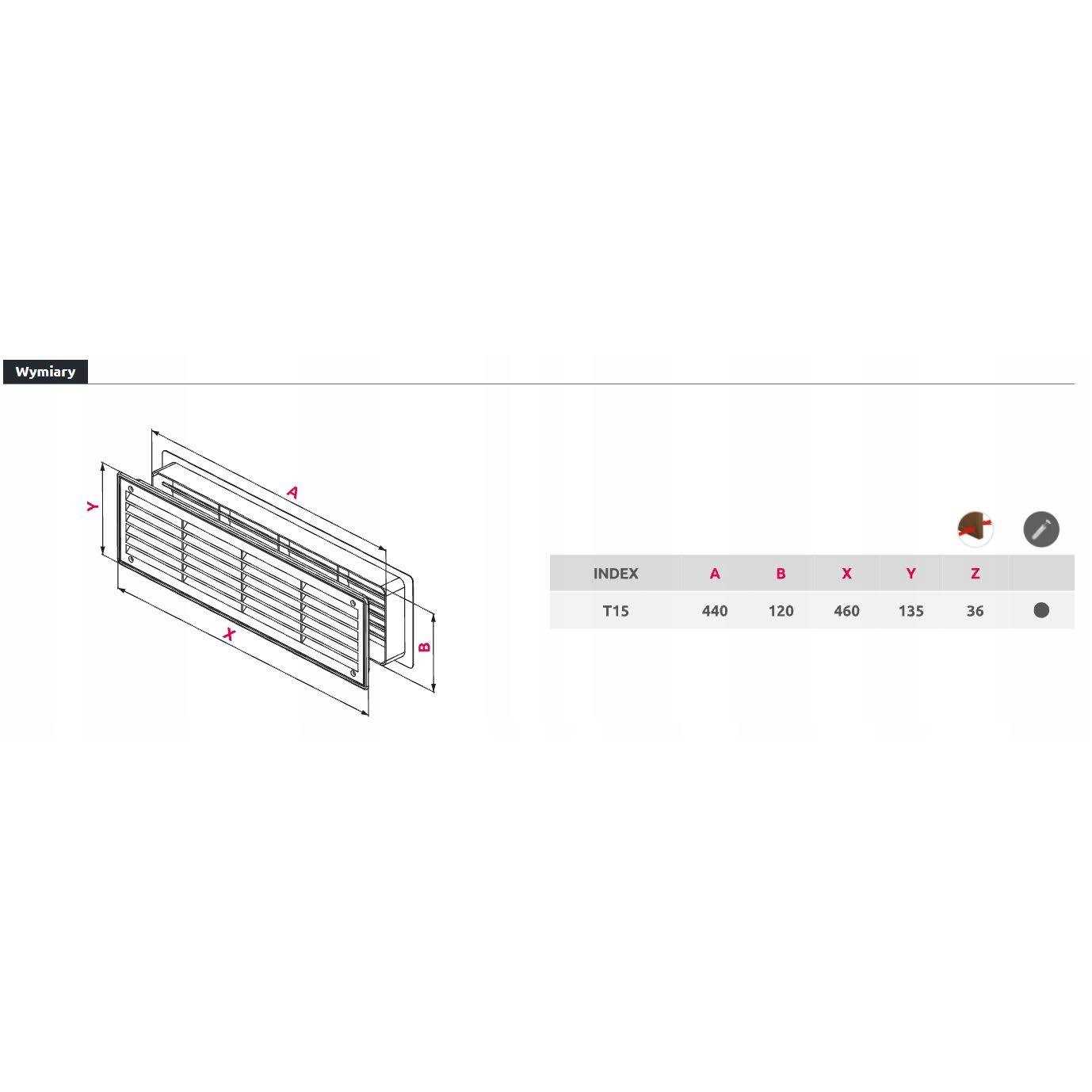 Awenta 440mm x 120mm / 18 x 5'' Inch Two Sided White Door Air Vent Grille - Image 5