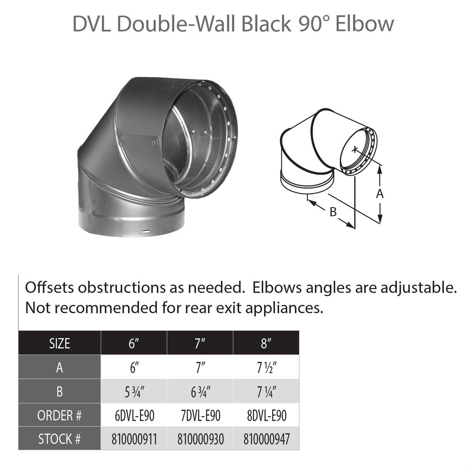 DuraVent 90-Degree DVL Double-Wall Black Elbow 6DVL-E90 - Image 3