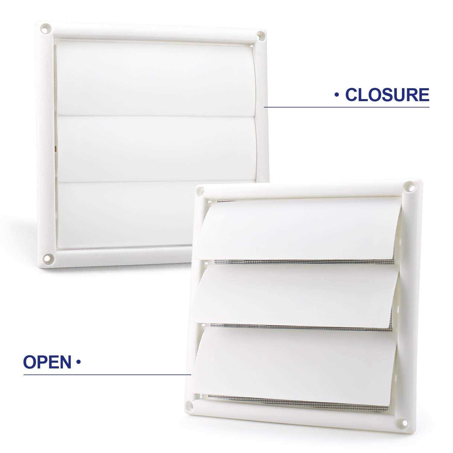 Funmit 6 Louvered Vent Cover 8 x 8 Oversize Outside Dimensions for Exterior Wall Vent Hood Outlet Airflow Vent Dryer Air Vent - Image 5