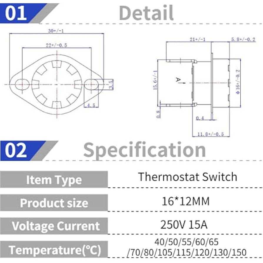 KSD301 5 Pcs Thermostat 250V 15A 40-150 Thermostat Switch Normal Closed Temperature Control Switch - Image 3