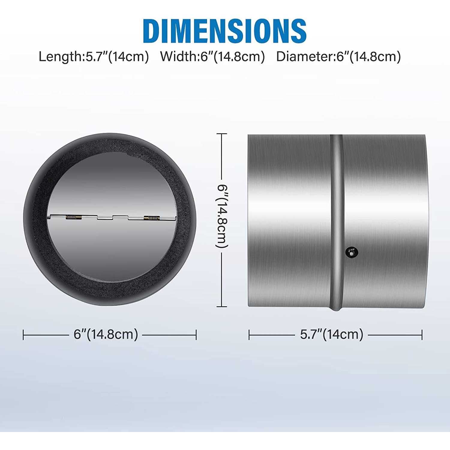 iPower 6 inch Backdraft Shutter Damper Back Draft Blocker One-Way Airflow Ducting Insert Backflow Preventer with 2 Inline Springs Loaded Folding - Image 3