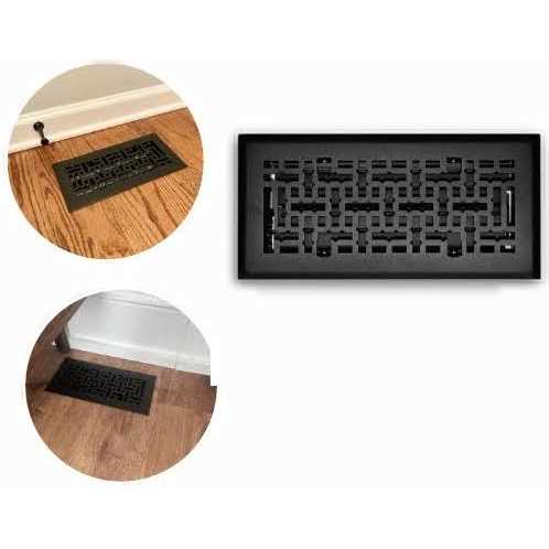 T.A. Industries 4 in. x 10 in. Modern Contempo Floor Diffuser in Matte Black - Image 3