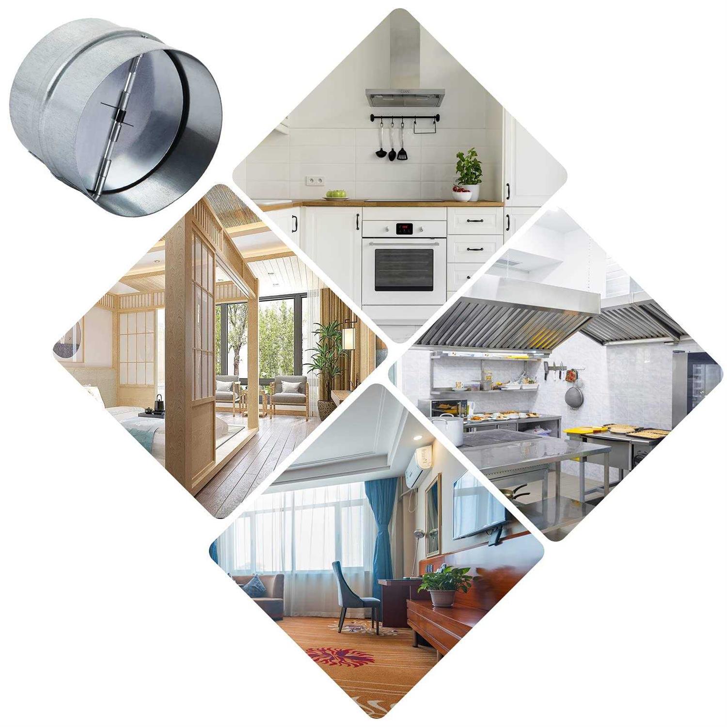 MIVIDE 2Pack 4 inch Backdraft Damper Duct, One Way Airflow Ducting Insert for Ducting in Range Hoods, Bathrooms Fans and Kitchen Fan - Image 3