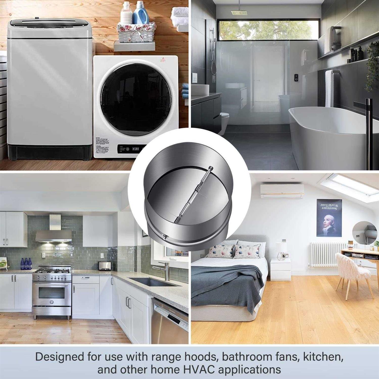 iPower 4 inch Backdraft Shutter Damper Back Draft Blocker One-Way Airflow Ducting Insert Backflow Preventer - Image 3