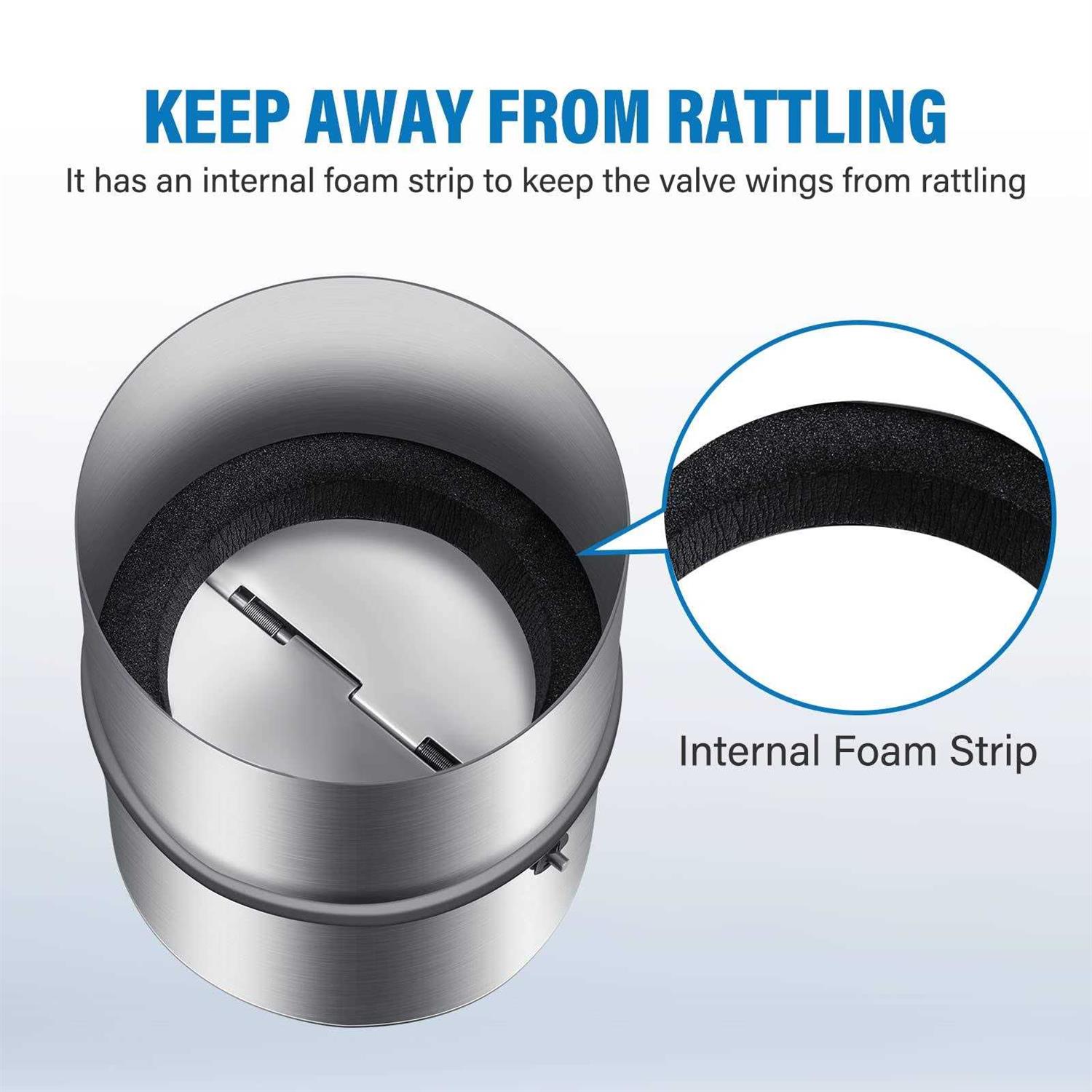 iPower 4 inch Backdraft Shutter Damper Back Draft Blocker One-Way Airflow Ducting Insert Backflow Preventer - Image 4