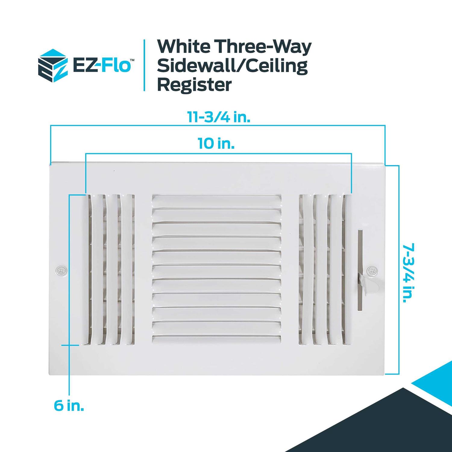 Ez-flo 10 in. x 6 in. 3-Way Steel Wall/Ceiling Registered - Image 3