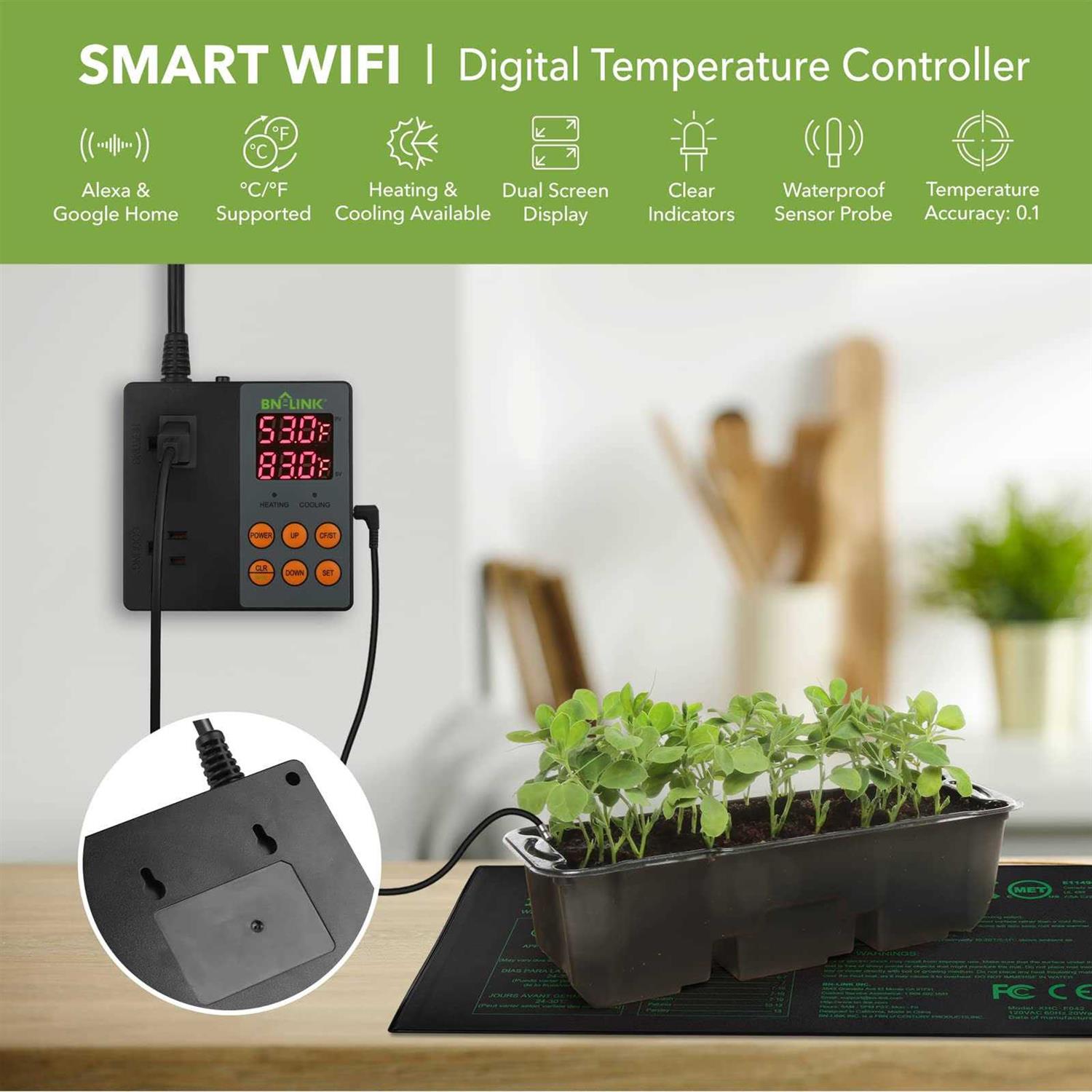 BN-LINK Smart WiFi Digital Temperature Controller Heating Cooling, Works with Alexa and Google Home. For Reptiles Aquarium Carboy Homebrew Breeding - Image 4