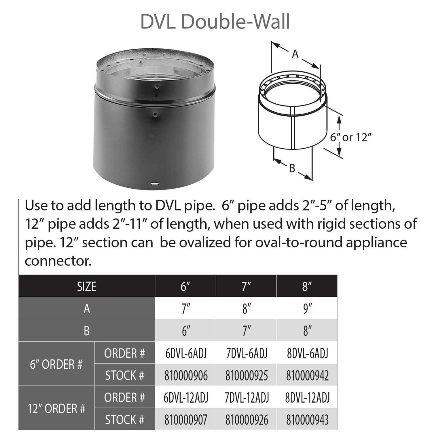 DuraVent 6DVL-6ADJ DVL 6 Double-Wall Adjustable Black Pipe - Image 5
