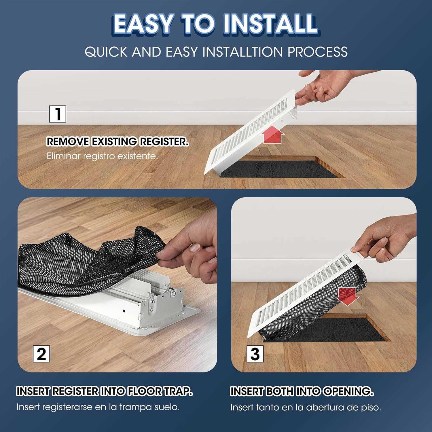 Floor Register Trap/Cover Screen for Home Air Vent Filters 4x10 4-Pack - Image 4