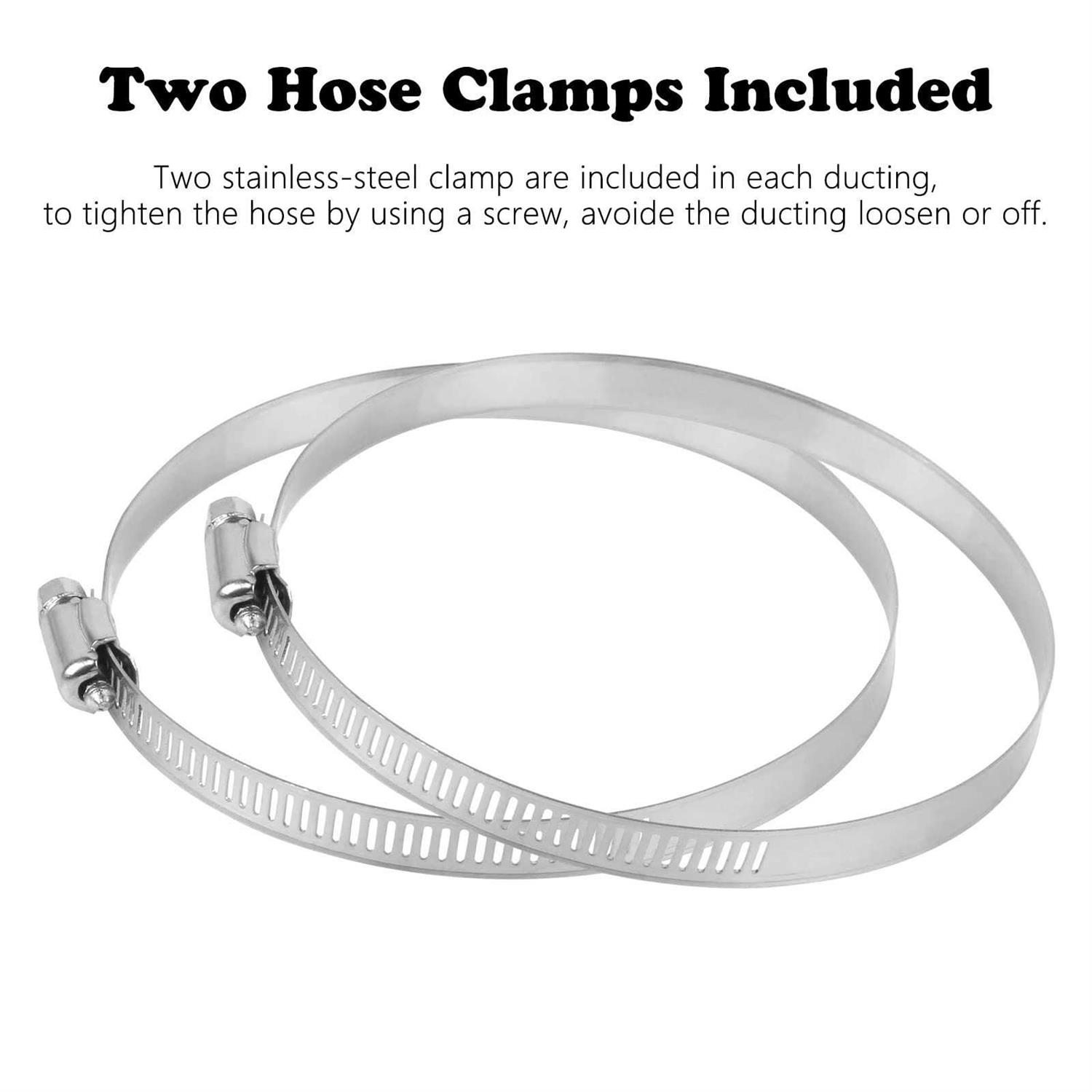 Cabax 4 Inch 5 Feet Air Ducting Flexible Black Aluminum Vent Hose for Hvac Ventilation with 2 Clamps - Image 3