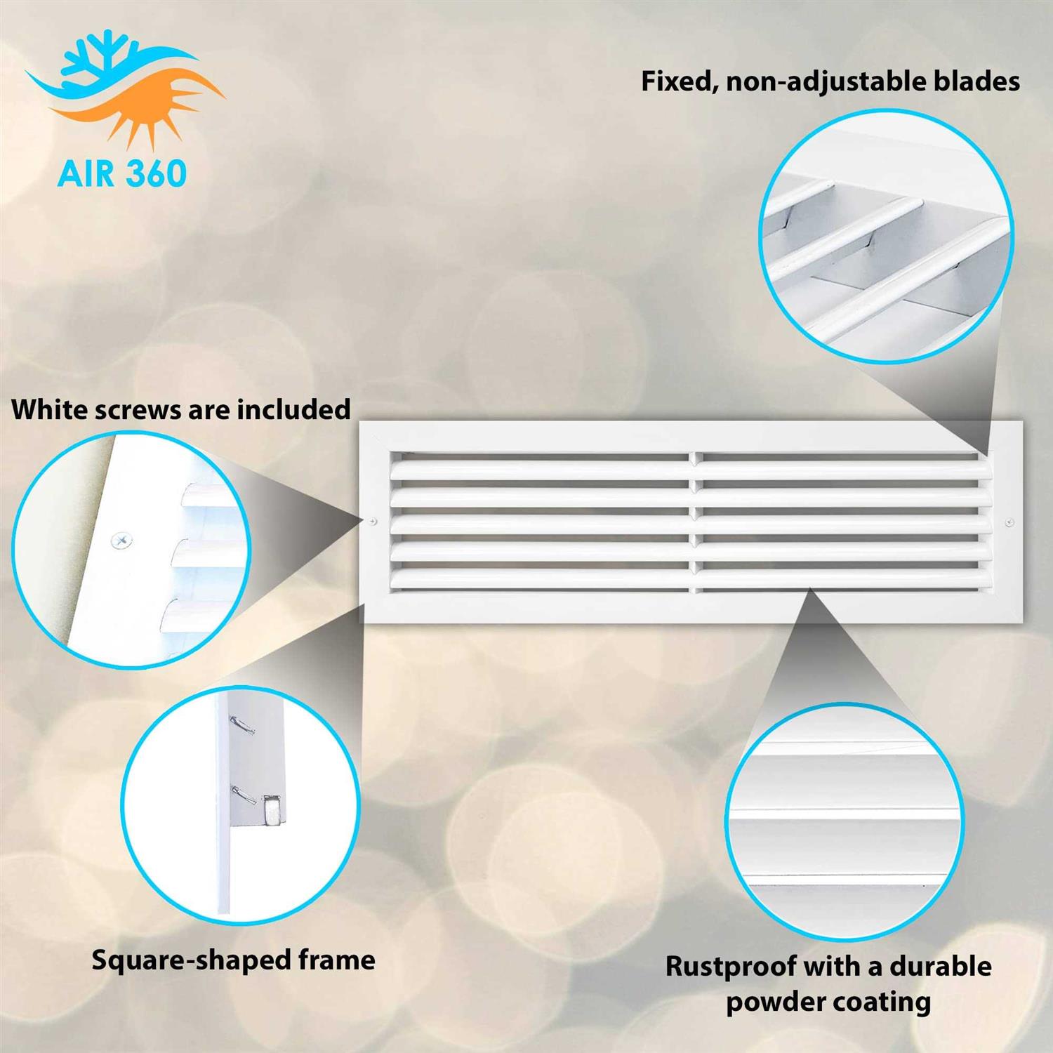 Air 360 Vent Cover Return Grille Tnsfer Ac Duble Rustproof Aluminum Design A Optimal Flow A Low Noise Wall For at MechanicSurplus.com - Image 4