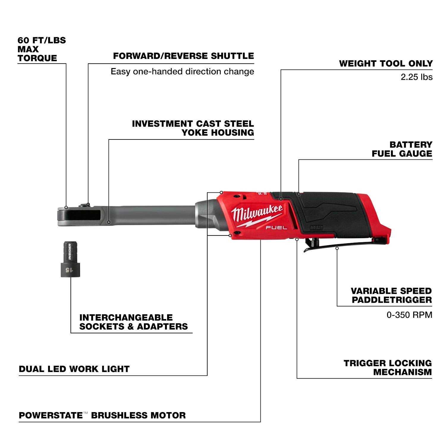 3050-20 Milwaukee M12 FUEL INSIDER Extended Reach Box Ratchet - Image 3