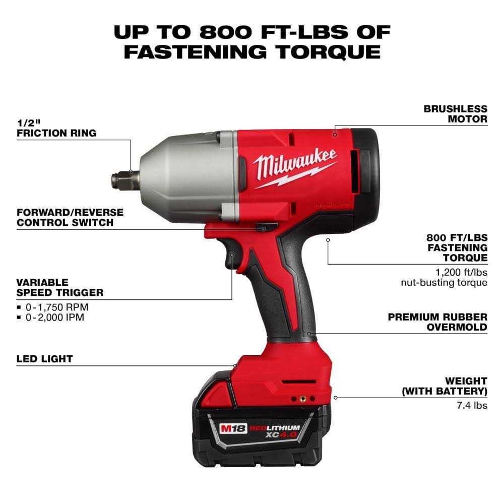 Milwaukee M18 Brushless High Torque Impact Wrench Kit - Image 4