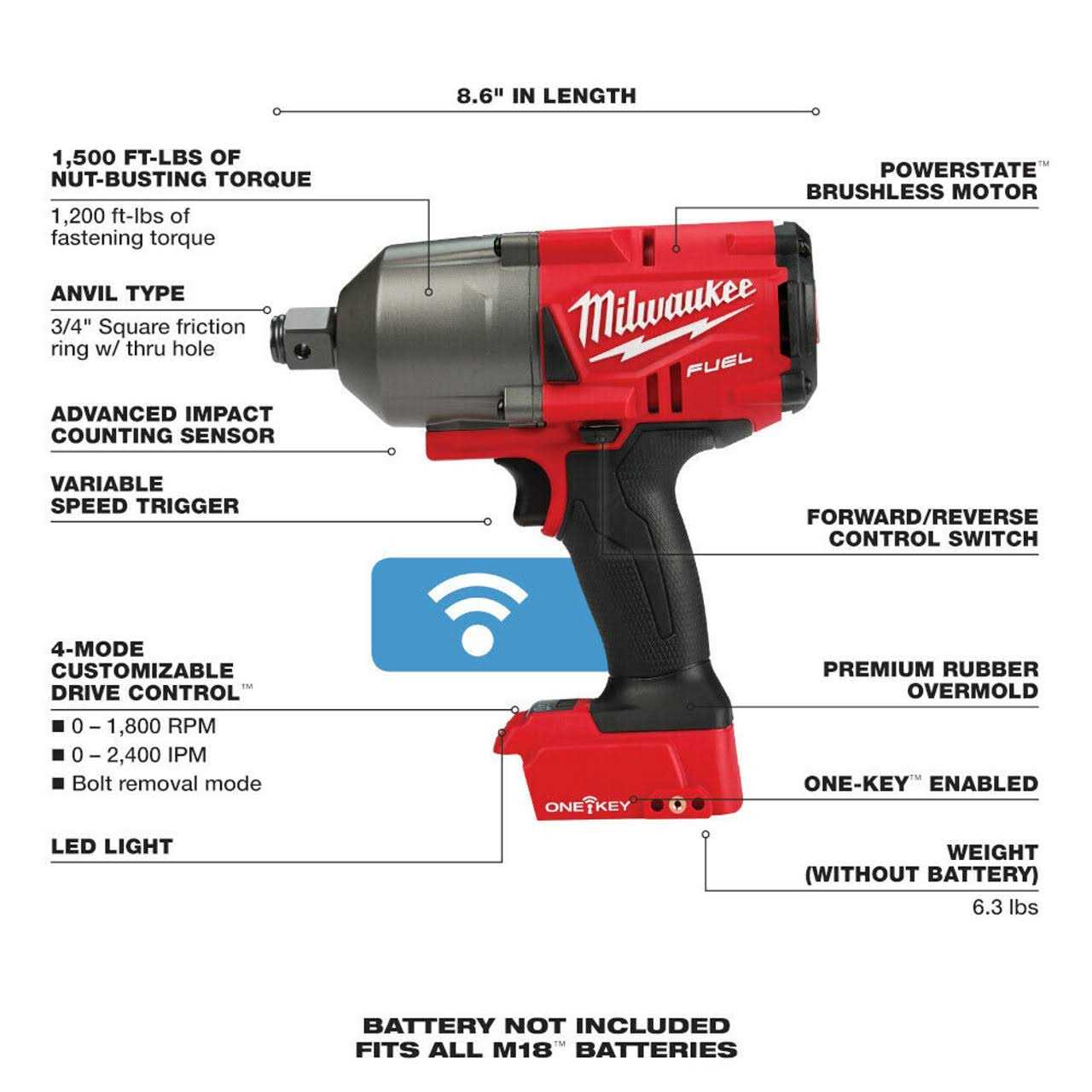 Milwaukee M18 FUEL ONE KEY High Torque Impact Wrench Friction Ring - Image 4