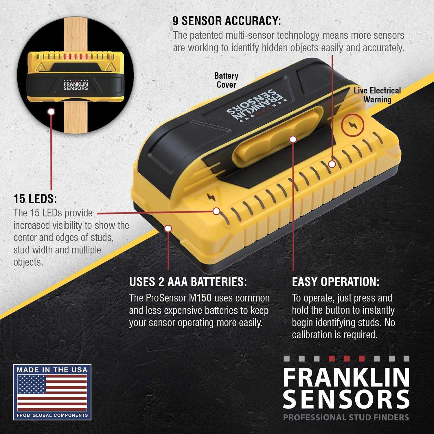 Franklin Sensors ProSensor M150 Professional Stud Finder - Image 5