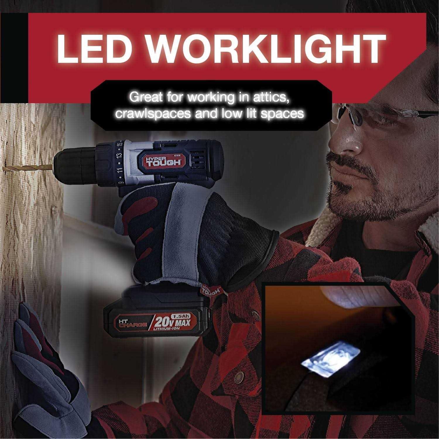 Hyper Tough 20V Max Lithium-Ion 3/8 inch Cordless Drill 70-Piece Home Tool Set - Image 5