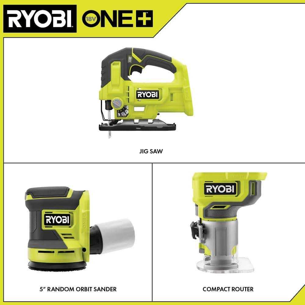 Ryobi ONE+ 18V Cordless 3-Tool Combo Kit with Jig Saw, Router and Random Orbit Sander - Image 5