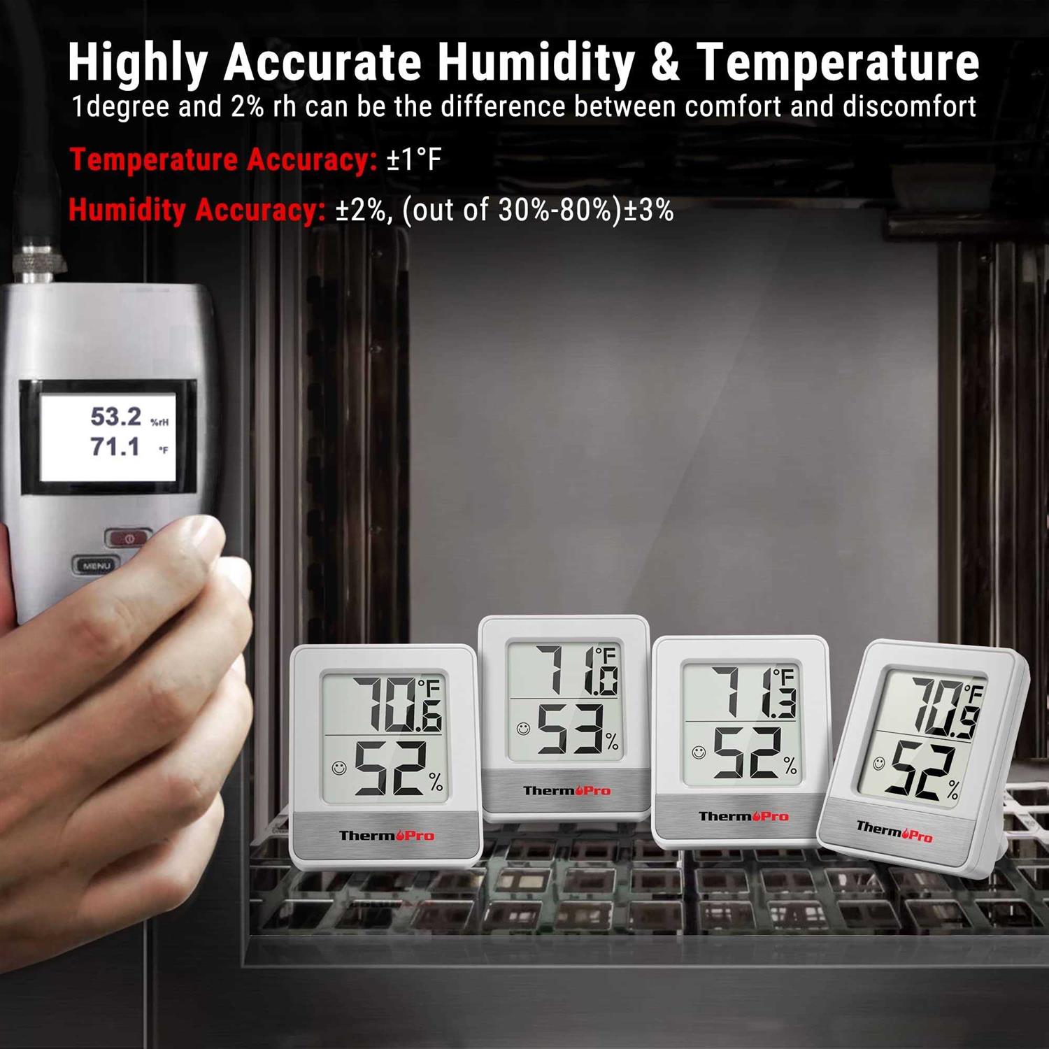 ThermoPro TP49 Digital Hygrometer Indoor Thermometer Humidity Meter Mini Hygrometer Thermometer with Temperature and Humidity Monitor Room - Image 5