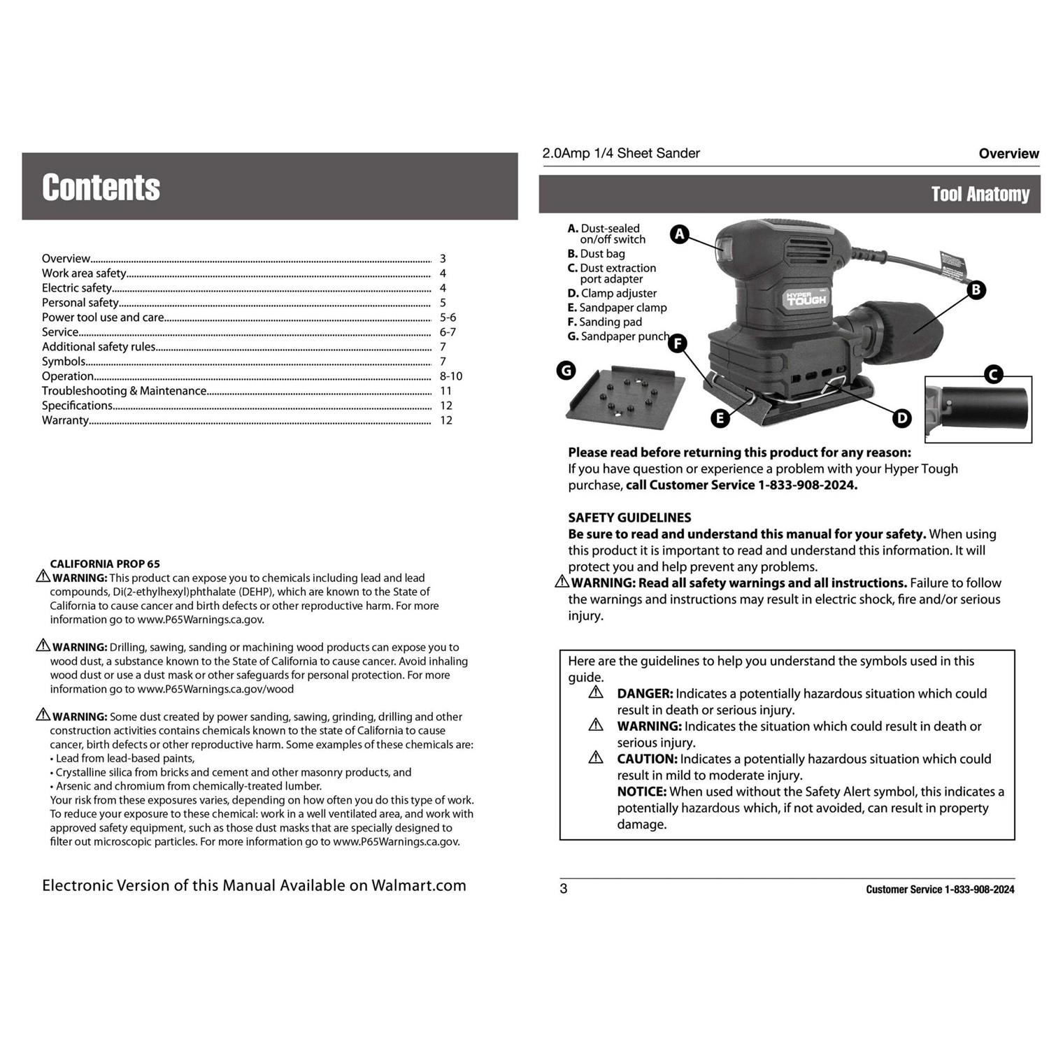 Hyper Tough 2 Amp Corded 1/4 Sheet Palm Sander with Dust Bag - Image 5