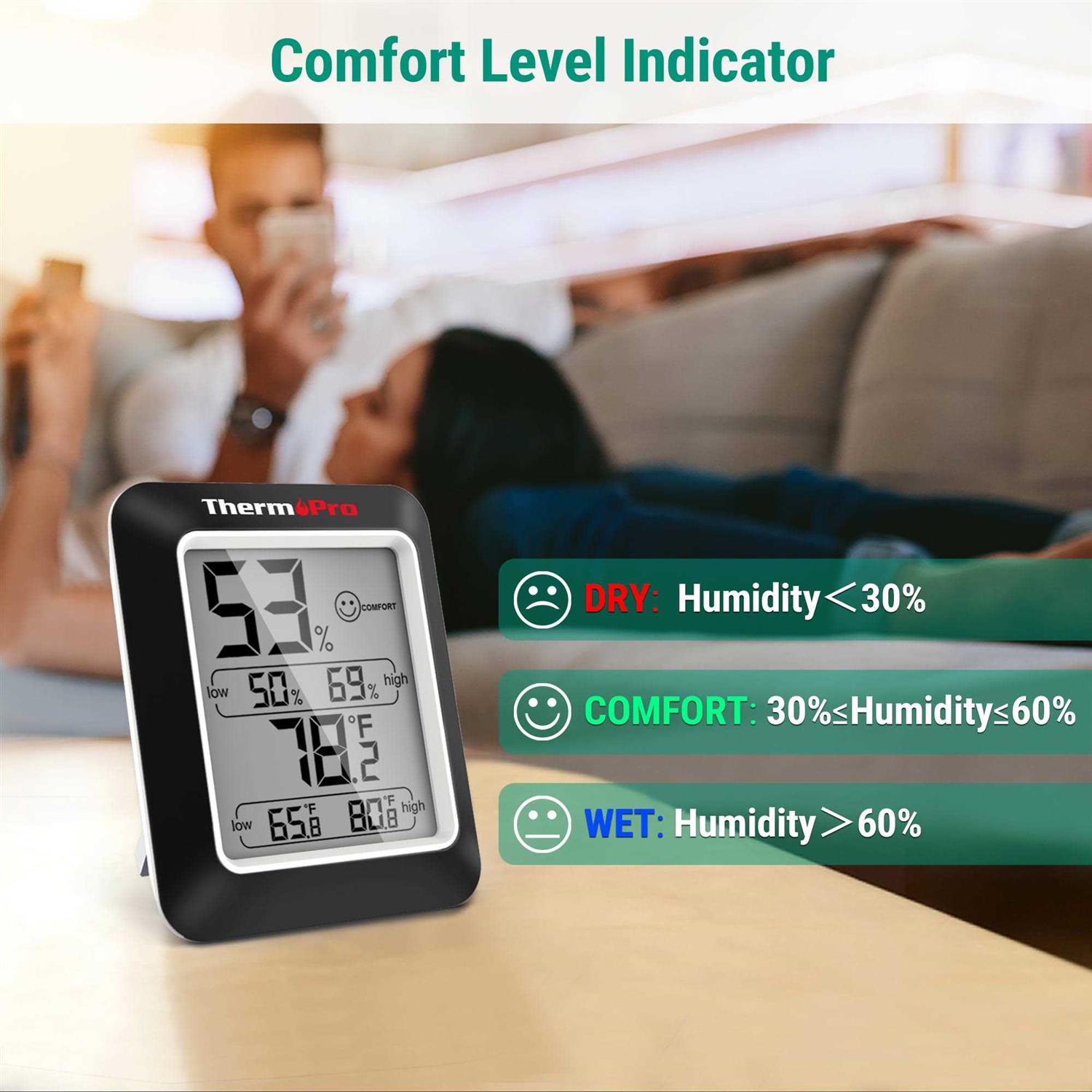 ThermoPro TP50W Digital Hygrometer Indoor Thermometer Room Thermometer and Humidity Gauge with Temperature Humidity Monitor - Image 3