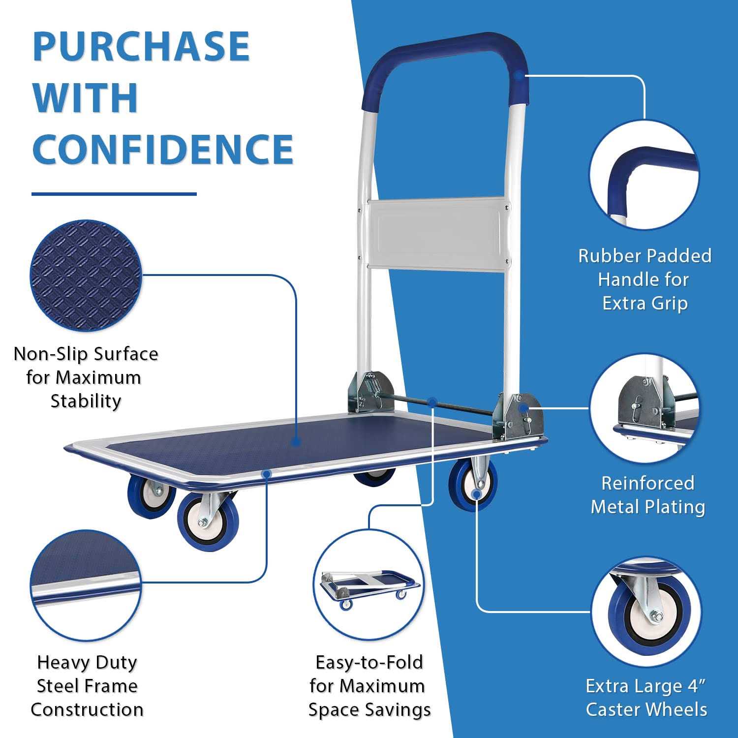 Lifetime Appliance Parts Lifetime Home Upgraded Foldable Push Cart Dolly - Image 3