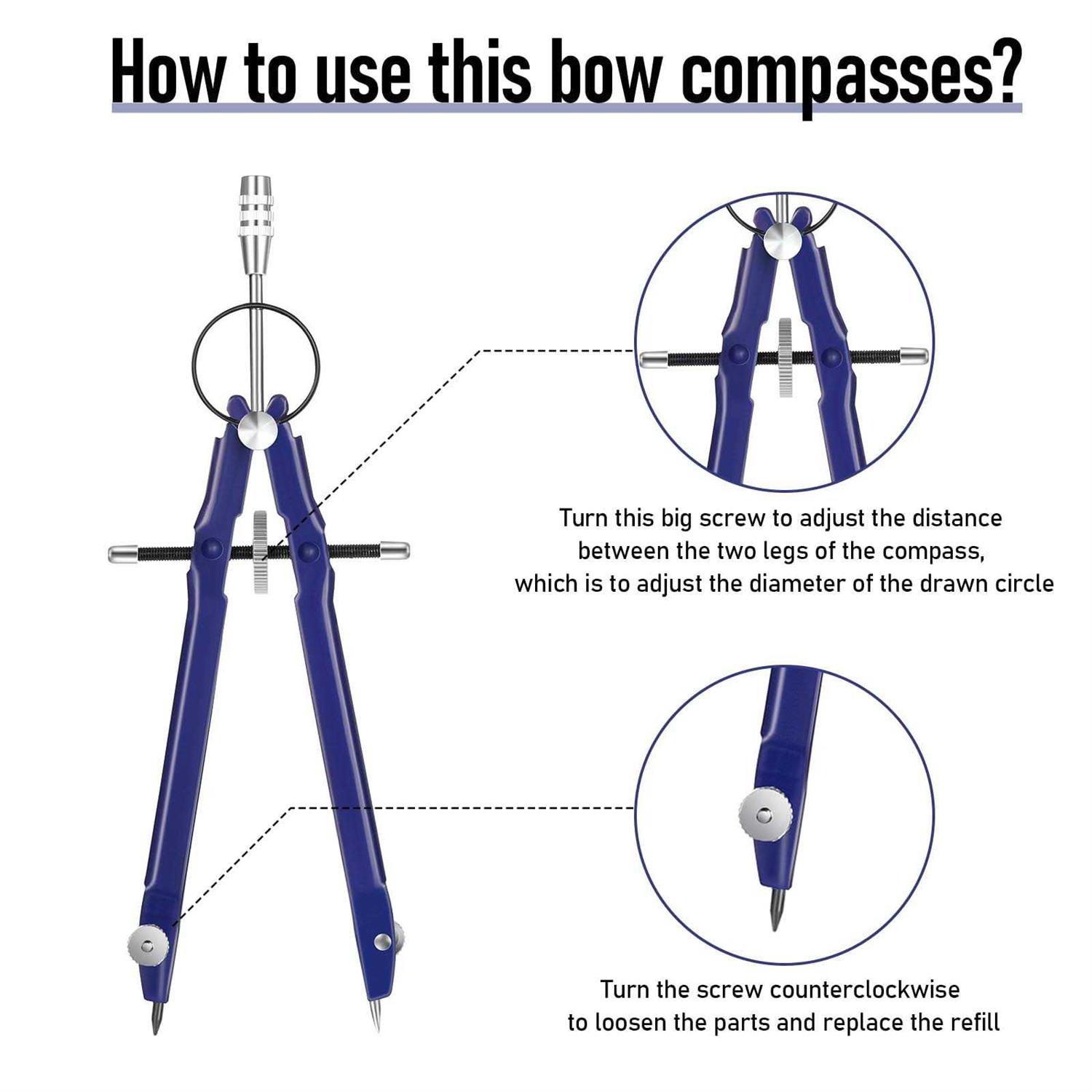 Eboot Student Geometry Math Set Drawing Compass and 6 Inch Clear Swing Arm Protractors 180 Degree Math Protractor - Image 4
