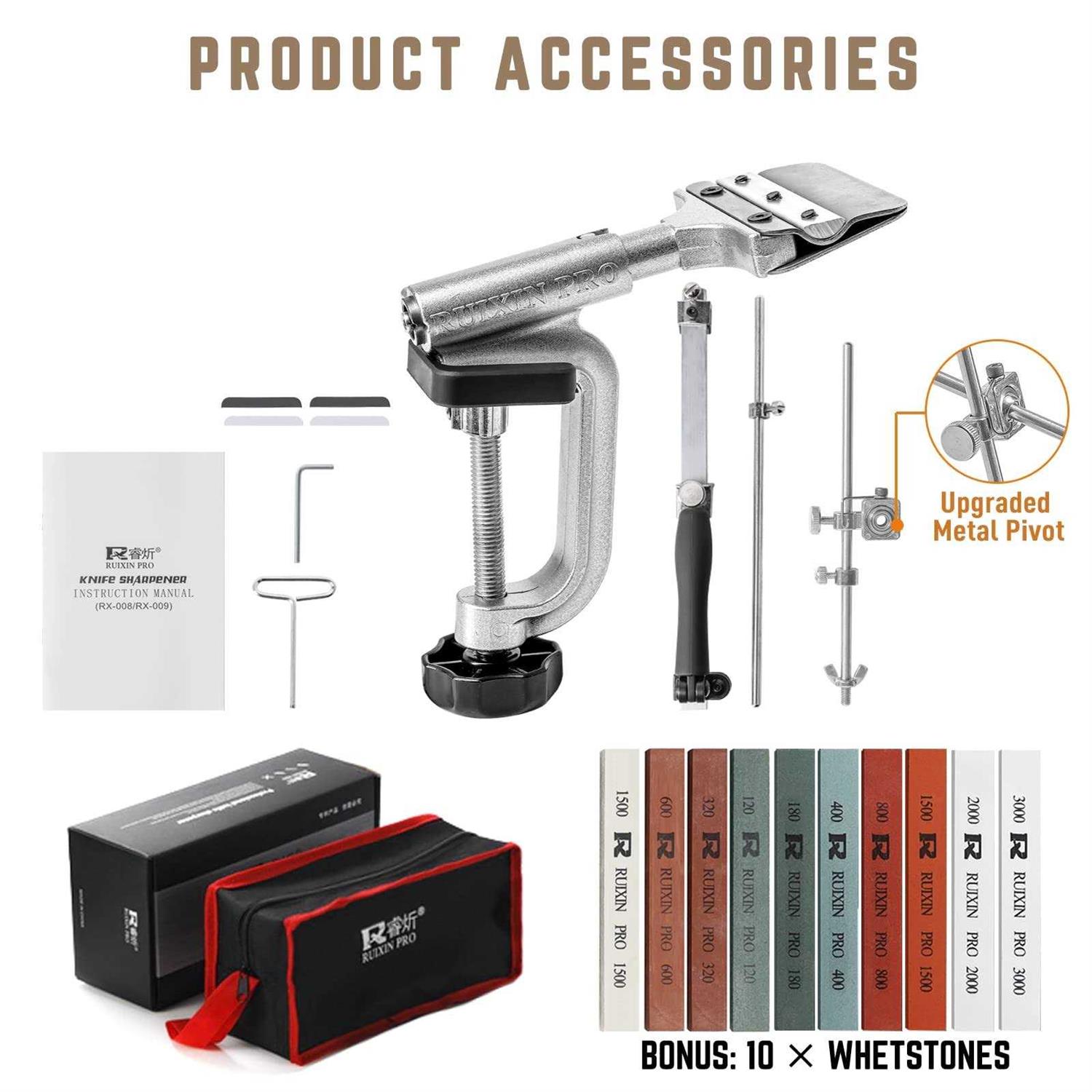 MOVIRON RUIXIN PRO RX-008 Professional Knife Sharpener with 10 Whetstones - Image 3