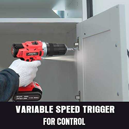 GardenJoy 21V Cordless Power Drill Electric Drill Set with Battery and Fast Charger - Image 3