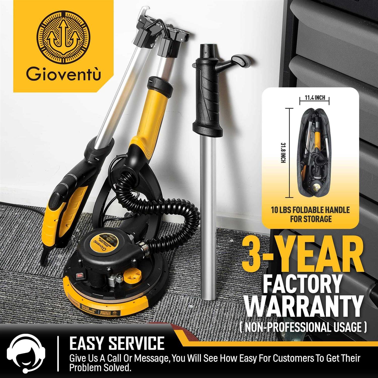 Gioventù Drywall Sander 6.5-amp Powerful Electric Drywall Sander with Vacuum - Image 4