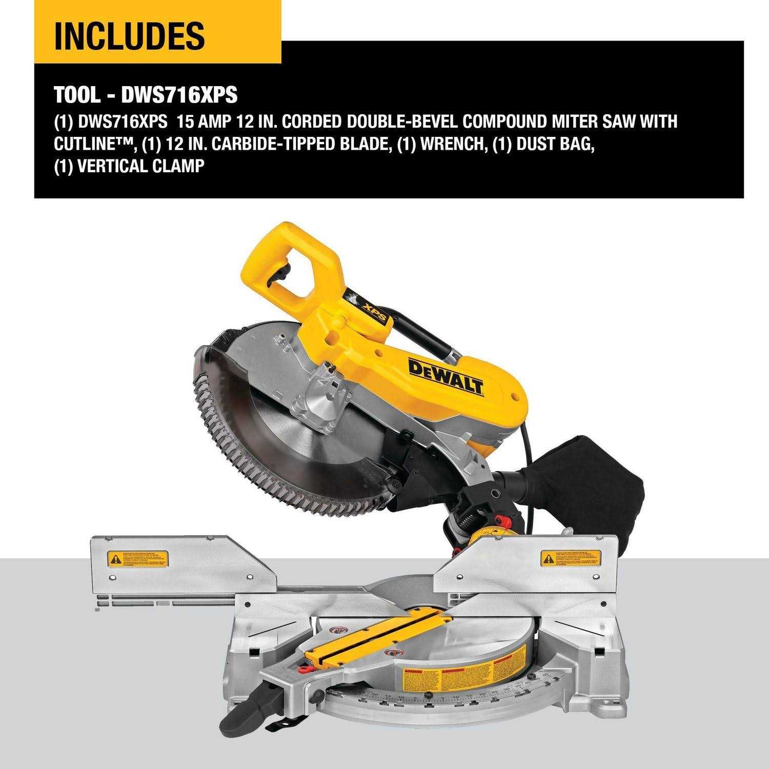 DeWalt DWS716XPS 12 inch 15 Amp Compound Double Bevel Miter Saw - Image 3