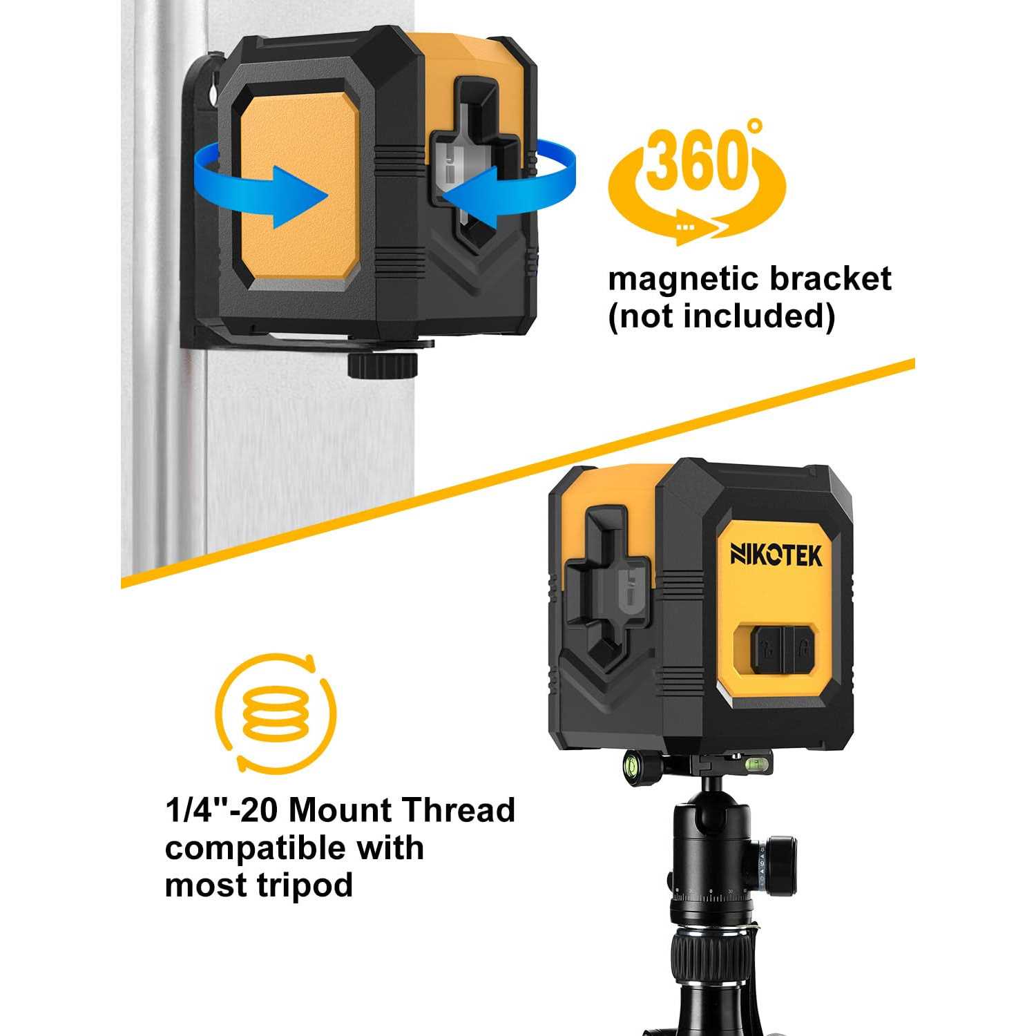 Nikotek Laser Level Self-Leveling Green Beam Horizontal and Vertical Cross-Line Laser for Home Decoration Carrying Pouch - Image 3