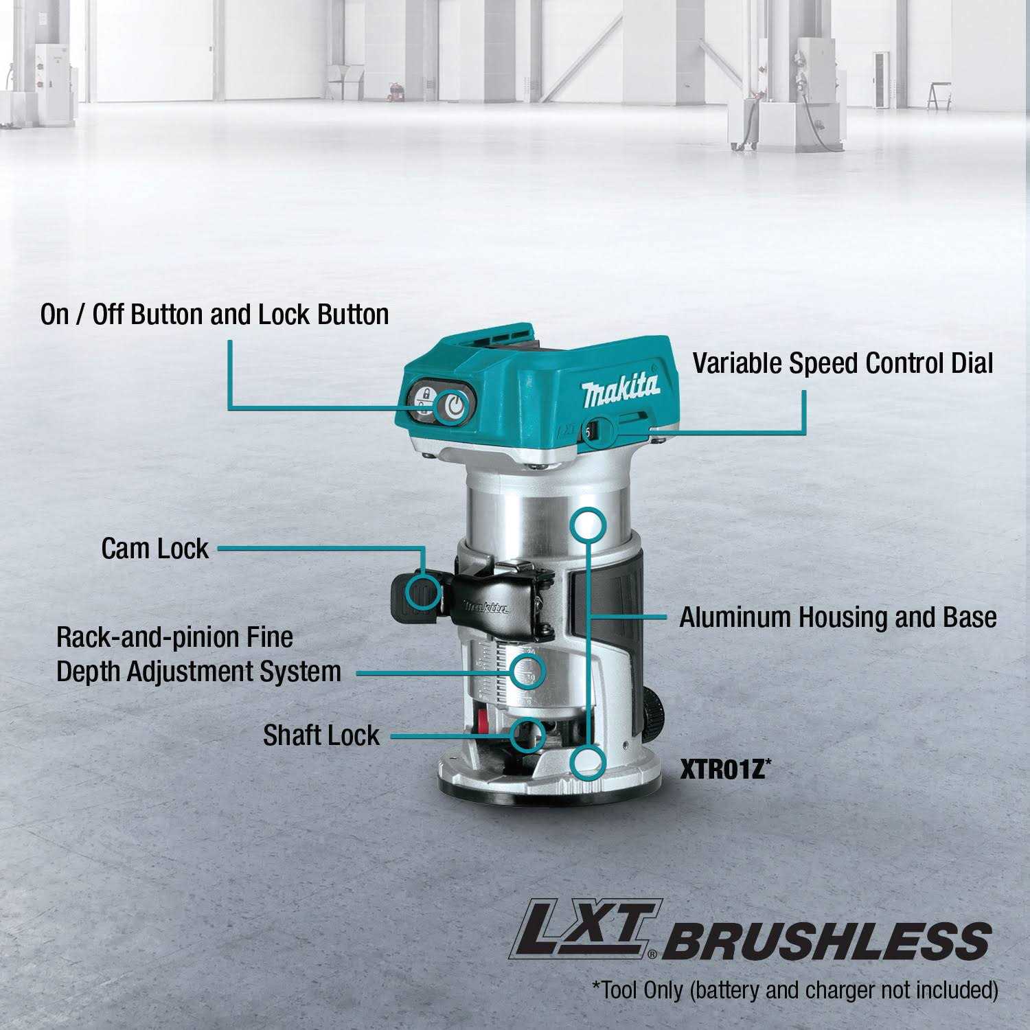 Makita 18V LXT Brushless Compact Cordless Router XTR01Z - Image 4