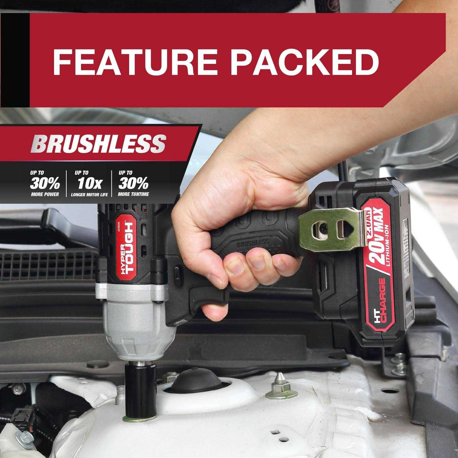 Hyper Tough Brushless 20V Max Lithium-Ion Cordless Impact Wrench 1/2 inch Anvil - Image 4