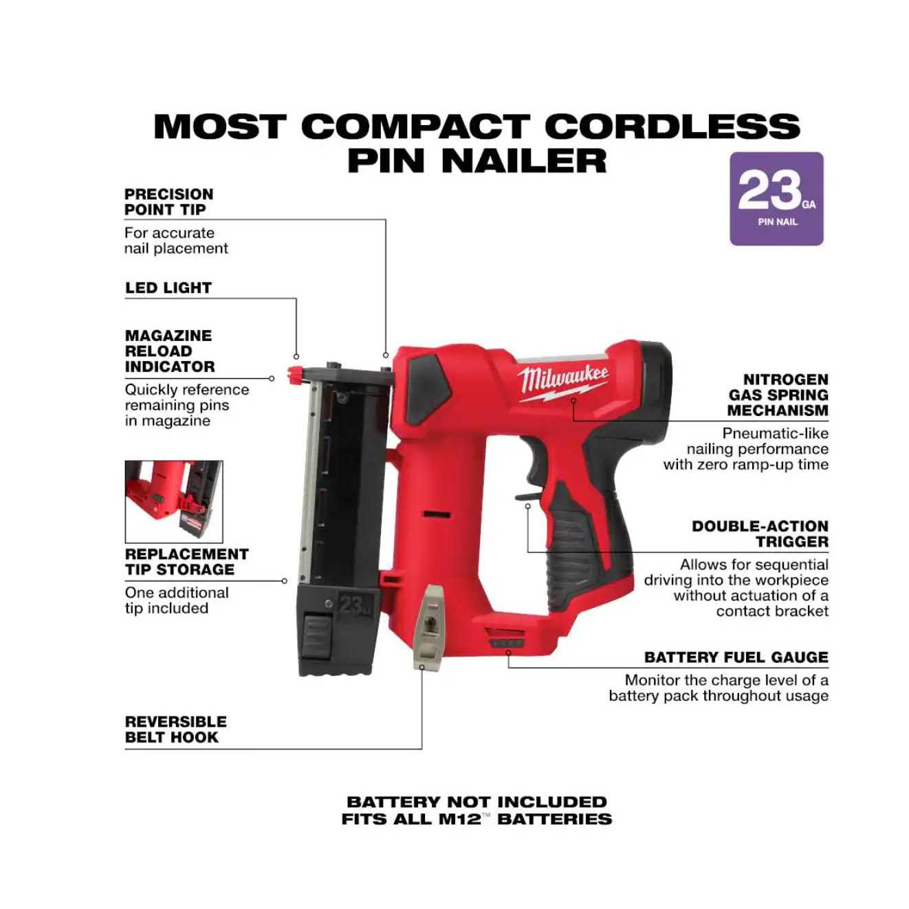 Milwaukee M12 23 Gauge Pin Nailer - Image 5
