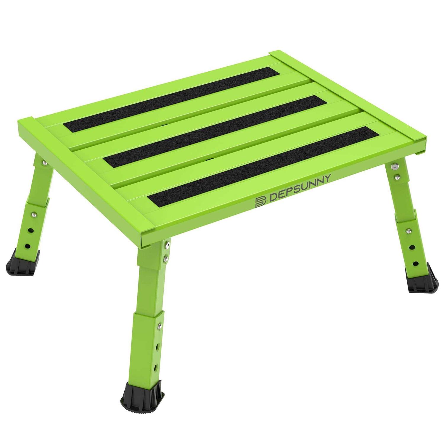 DEPSUNNY Adjustable Height Aluminum RV Step, Stable Foldable Platform Step Stool, Supports Up to 1,000 lb, Non-Slip Rubber Feet and Platform Mat - Image 3
