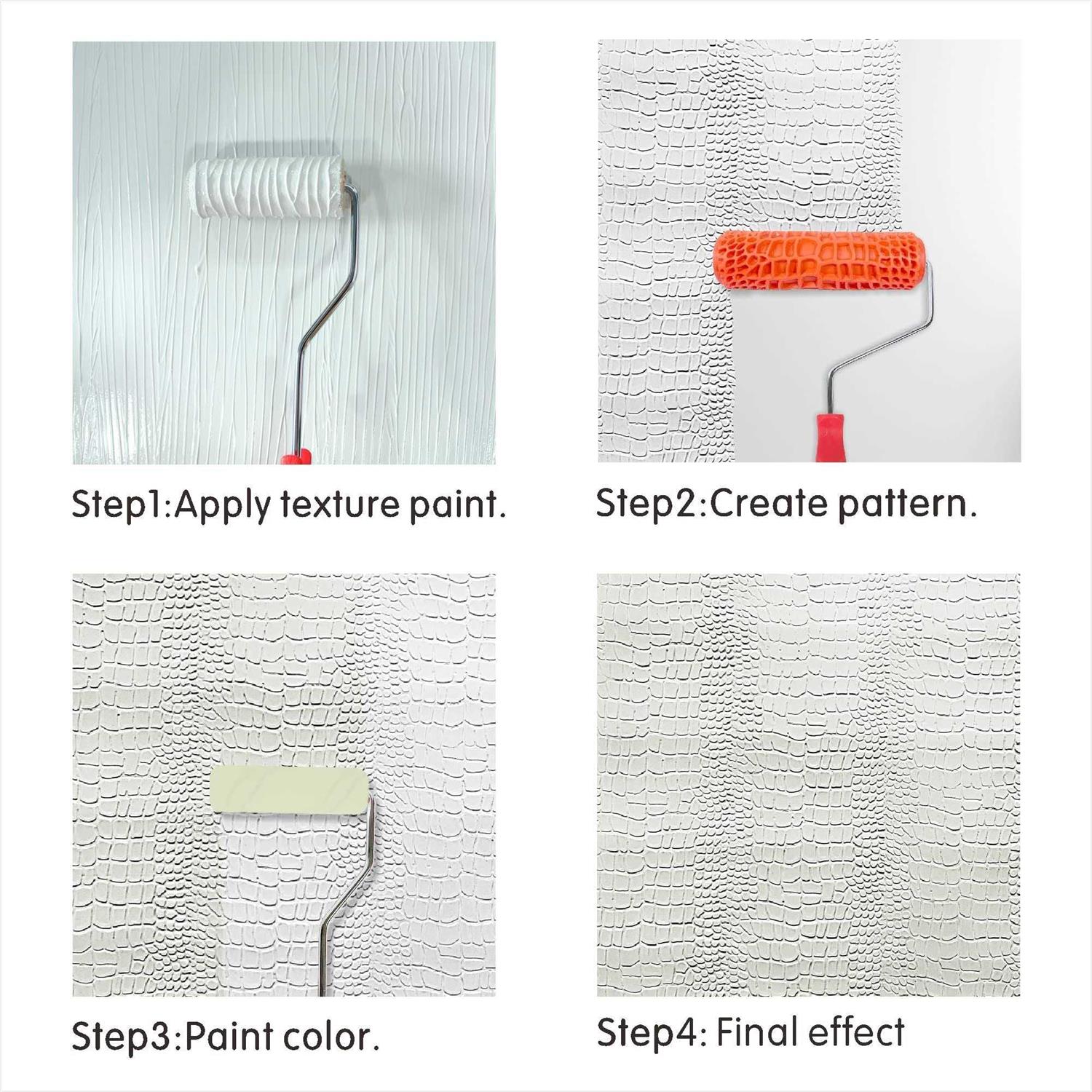 Nichiyo 7'' Patterned Paint Roller for Wall Decoration Classic Brick Embossing Texture Rubber Roller - Image 5