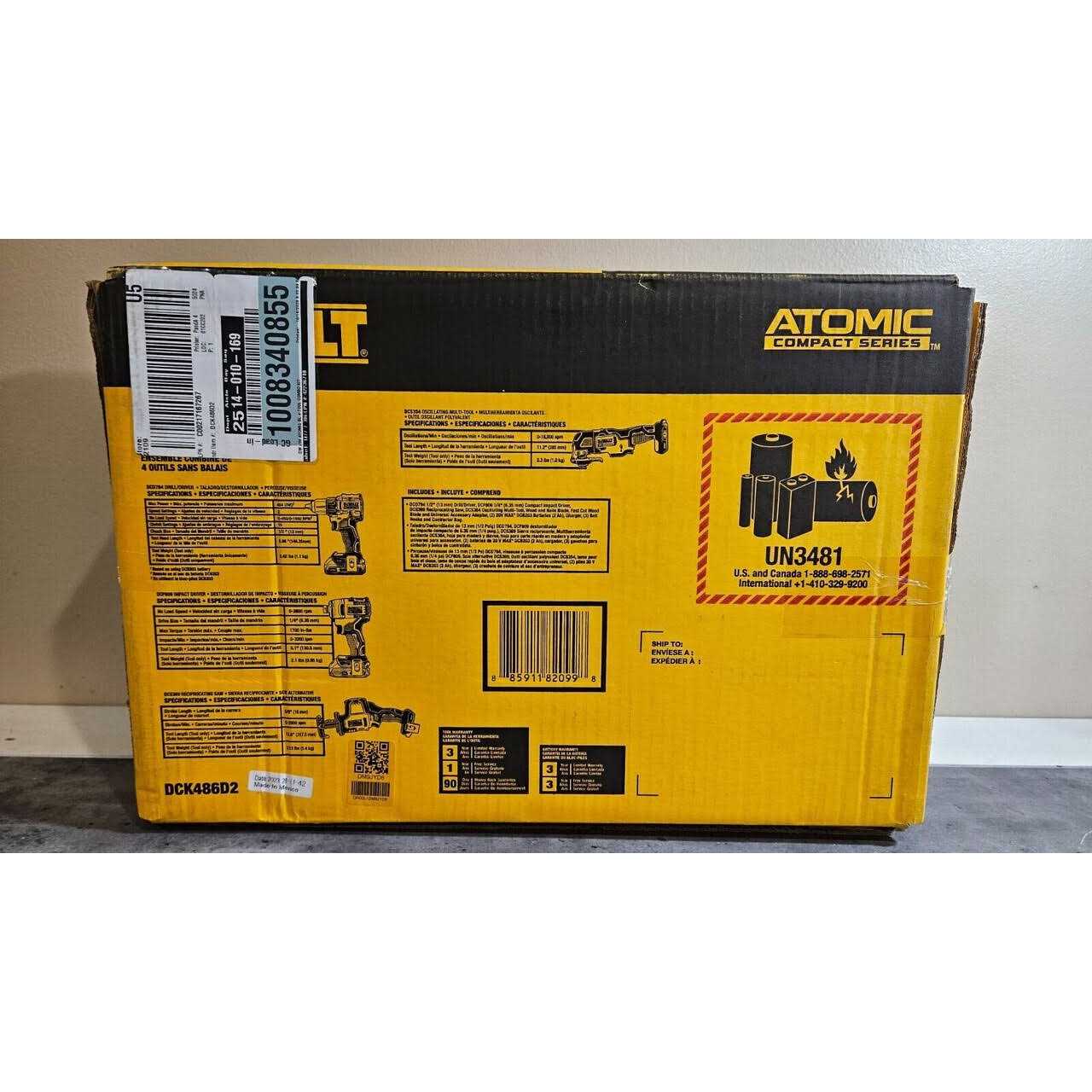 DEWALT 20V MAX ATOMIC Cordless Brushless 4 Tool Combo Kit DCK486D2 - Image 3