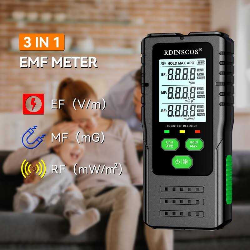 RDINSCOS EMF Meter Electromagnetic Electric Magnetic Radio Frequency Field Detector Hand-held Digital LCD EMF Detector - Image 4