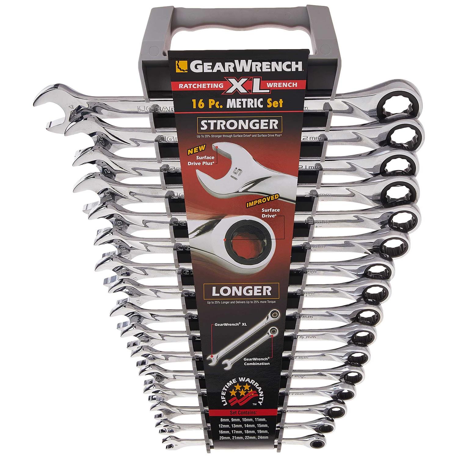 GearWrench 85099 16 Piece Metric XL Ratcheting Combination Wrench Set - Image 5