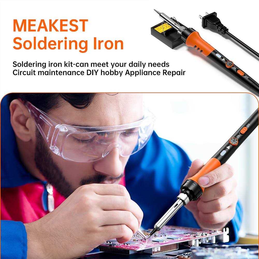 Meakest Soldering Iron Premium Kit 60W Soldering Gun with Ceramic Heater 12-in-1 Soldering Tool Adjustable Temperature 200 to 450c Includes Soldering - Image 3