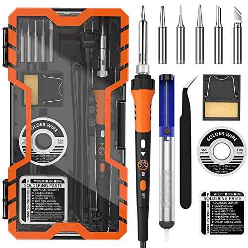Meakest Soldering Iron Premium Kit 60W Soldering Gun with Ceramic Heater 12-in-1 Soldering Tool Adjustable Temperature 200 to 450c Includes Soldering - Image 4