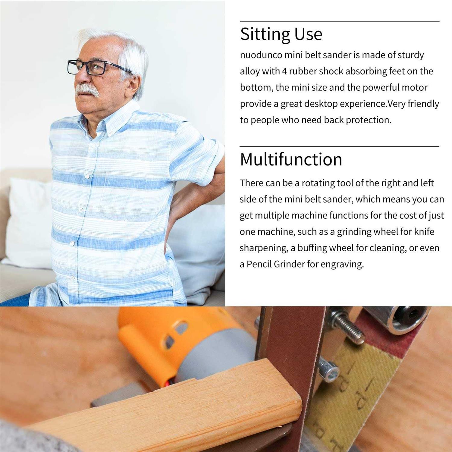 NuoDunco Mini Belt Sander Electric Bench Grinder Sanding Machine 7 Adjustable Table Top Grinder Polisher for DIY Woodworking - Image 4