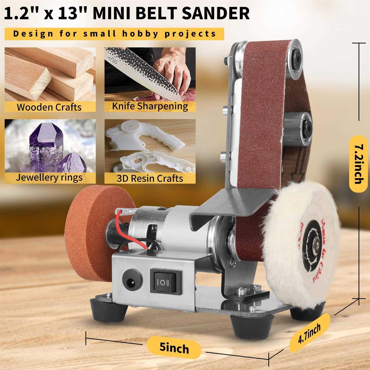 NuoDunco Mini Belt Sander Electric Bench Grinder Sanding Machine 7 Adjustable Table Top Grinder Polisher for DIY Woodworking - Image 5