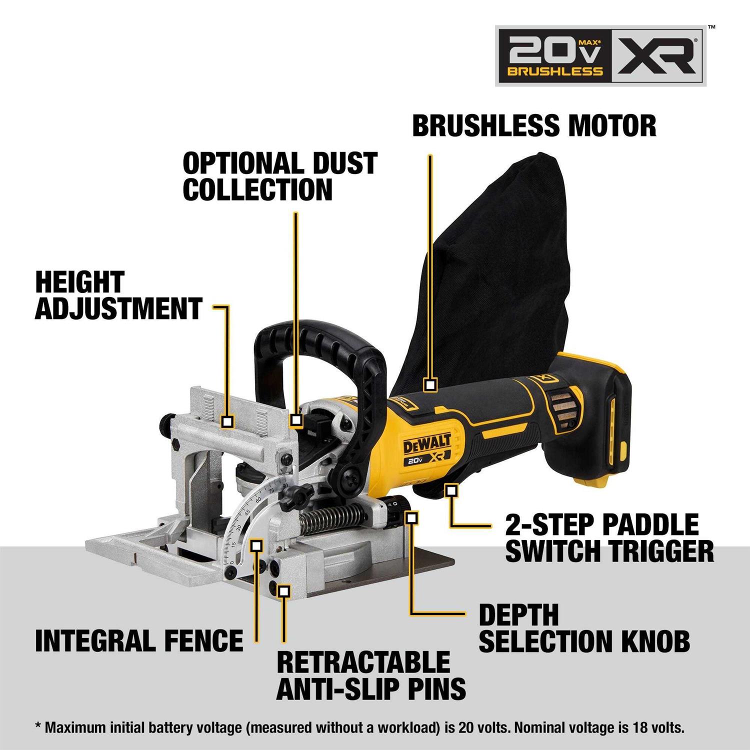 DeWalt DCW682B 20V MAX XR Brushless Cordless Biscuit Joiner - Image 3
