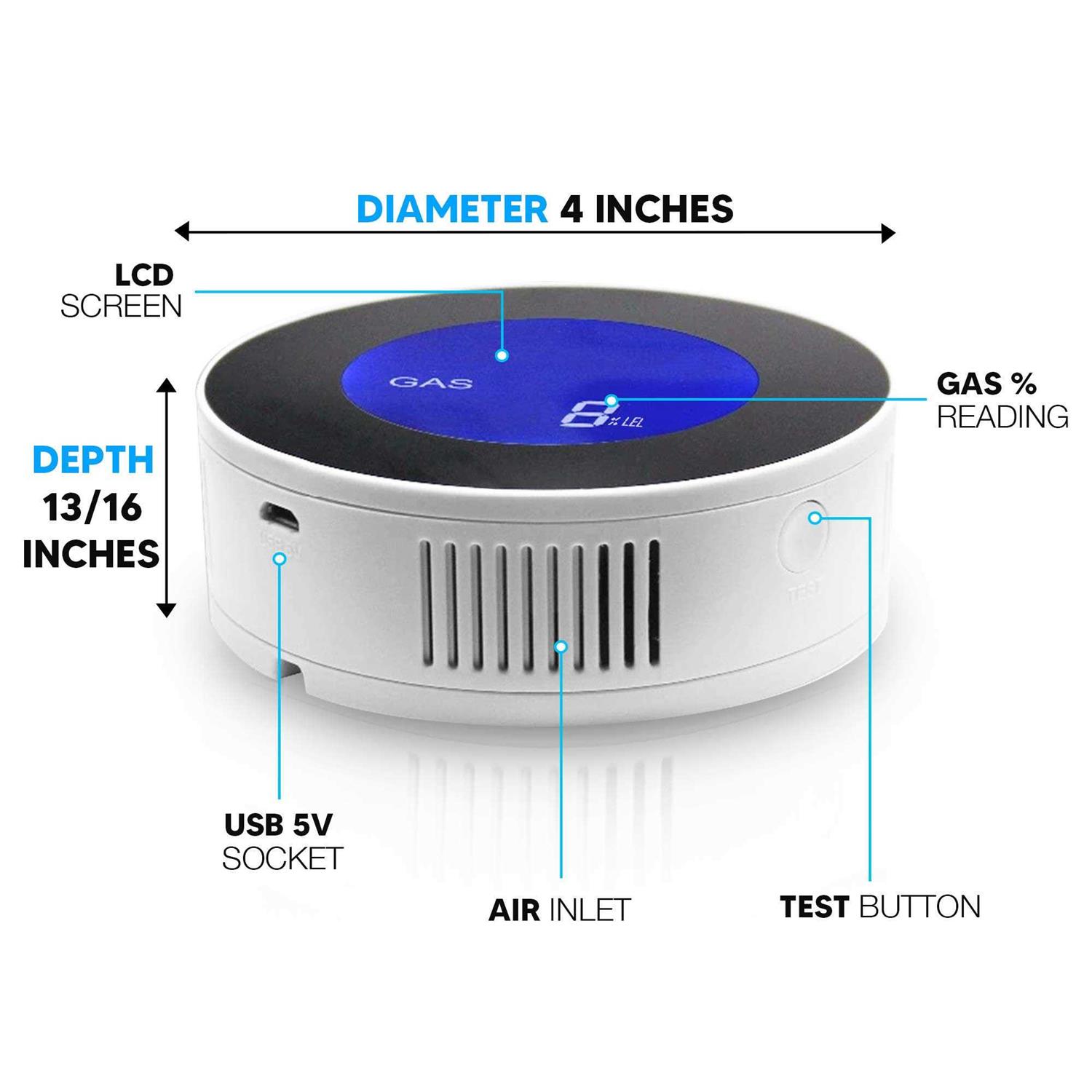 GasKnight 2.0 Natural Gas Detector & Propane Detector. Plug-In Gas Leak Alarm W LCD Display - Image 5
