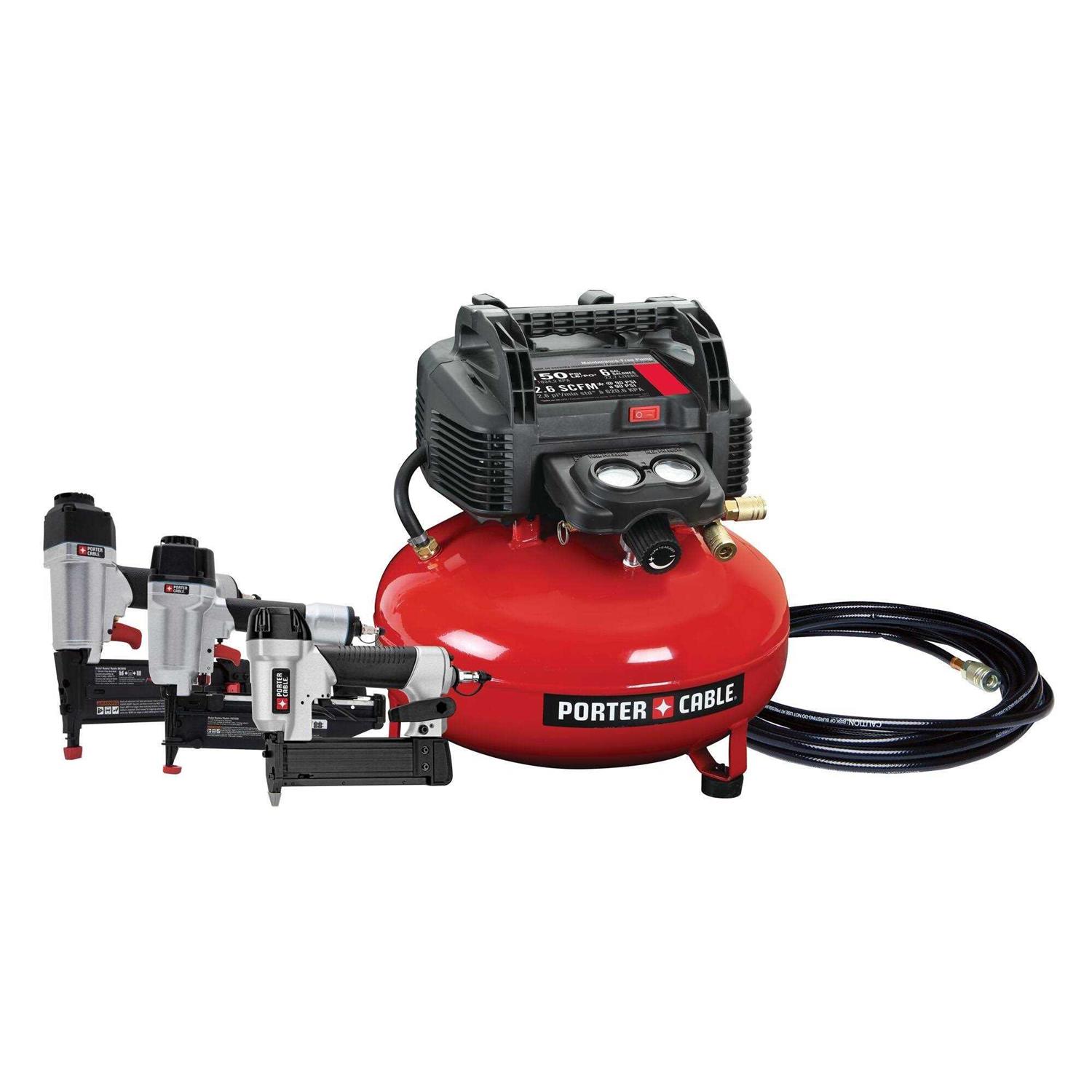 Porter Cable 3-Nailer and Compressor Combo Kit PCFP3KIT