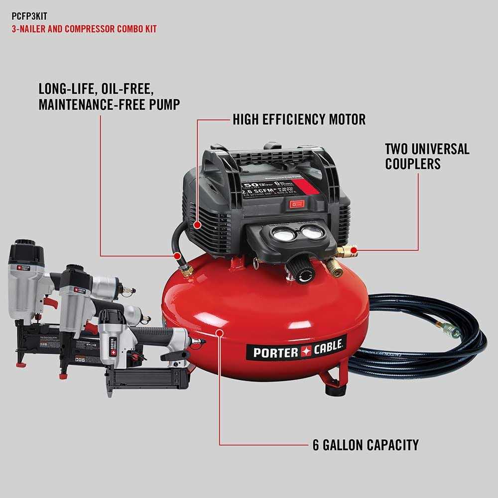 Porter Cable 3-Nailer and Compressor Combo Kit PCFP3KIT - Image 2